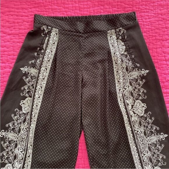 Victoria’s Secret Black and White Wide Leg Pants with Paisley Accents, US2 - Picture 2 of 8